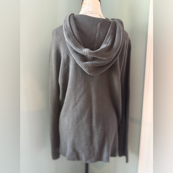Athleta Gray Ribbed Hooded Sweater - Picture 2 of 4